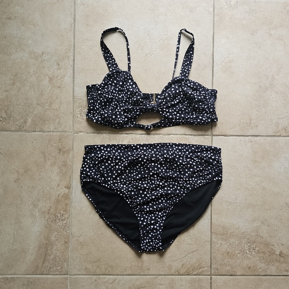 Time and Tru Other - Time and Tru Black and White Polka Dot Two-Piece Bikini